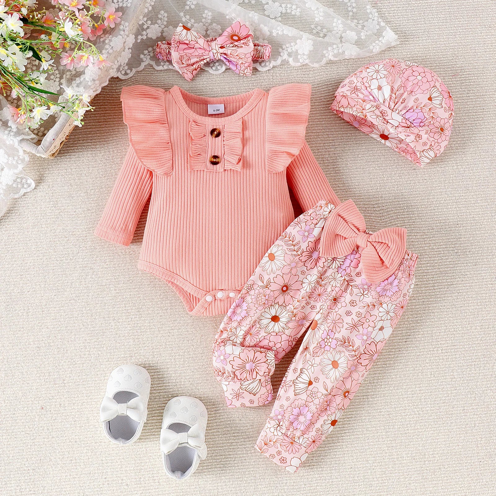 موضة 2025 كاجوال بنت بدلة baby harper bow pants hat and headdress طقم