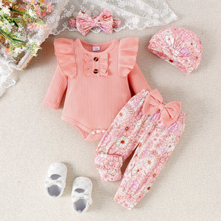 موضة 2025 كاجوال بنت بدلة baby harper bow pants hat and headdress طقم