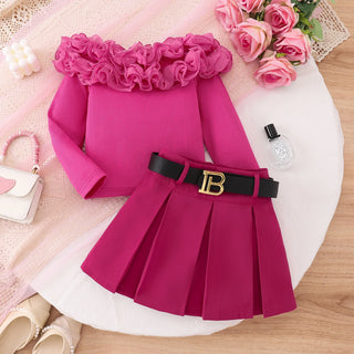 موضة 2025 cross-border جديد بنات european american خريف شتاء three-dimensional lace طويل-sleeved توب بليسيه جيب كاجوال solid