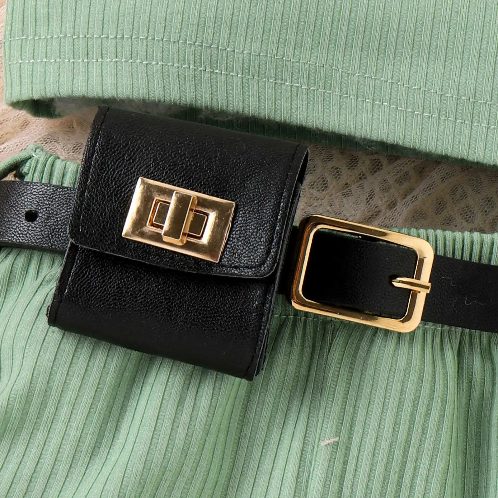 موضة 2025 european american بنات' cotton shorts waist pack three-piece بدلة children's clothing sets