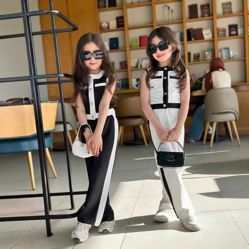 موضة 2025 بنات' جديد صيف طقم، صيف خفيف، فخم بدون أكمام clothes، بنات' pants طقم قطعتين