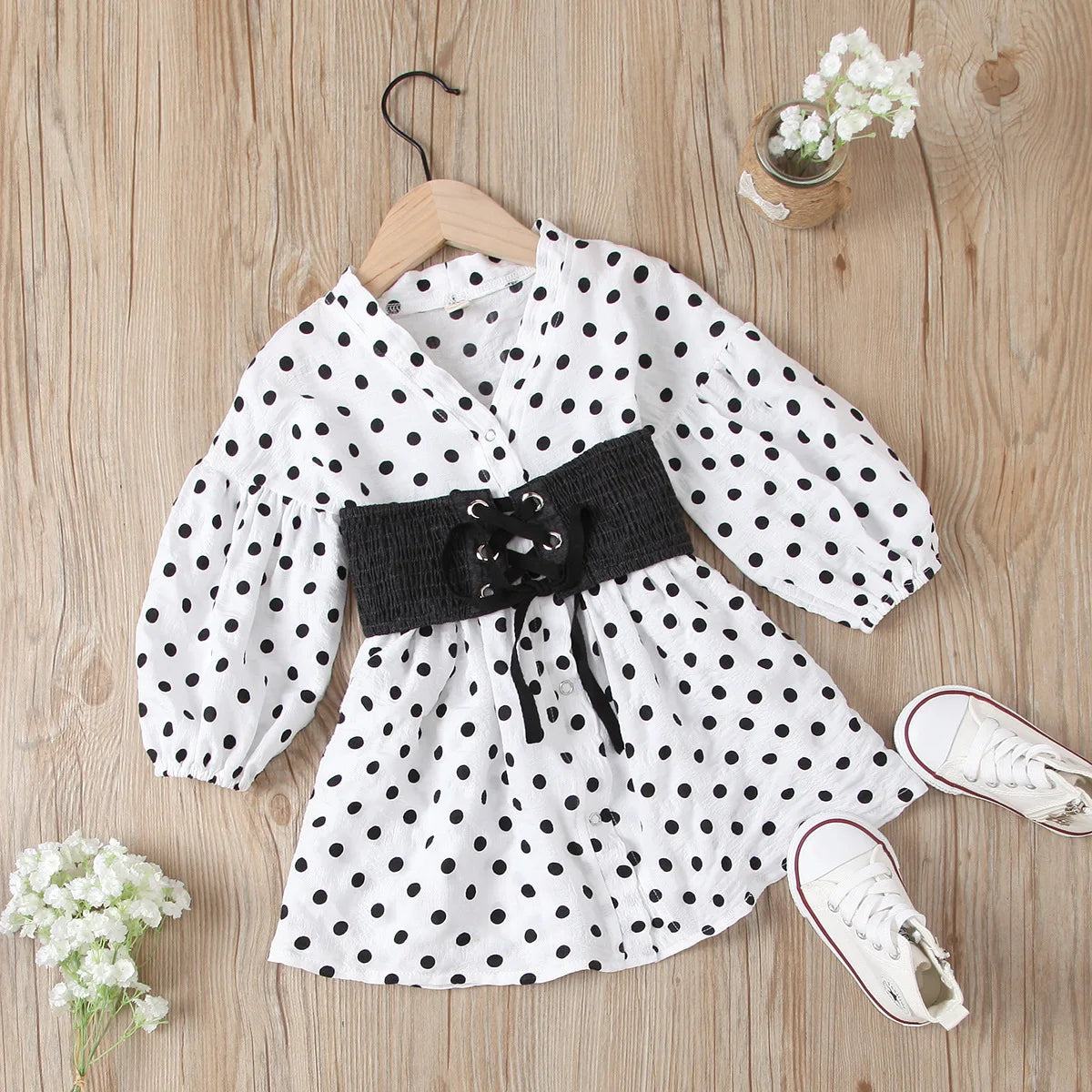 موضة 2025 بنات' صيف cotton print فستان odm supply belt decoration for children
