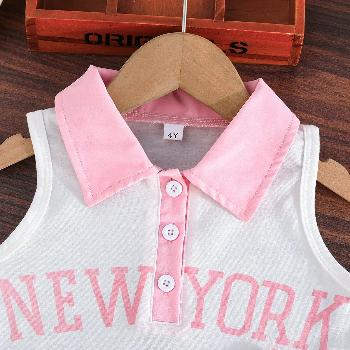 موضة 2025 بنات صيف cute pink بدون أكمام توب بليسيه جيب كاجوال cotton print بنت sets
