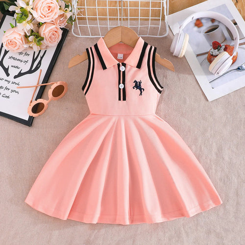 موضة 2025 بنات sweet cute صيف بدون أكمام فستان for pony embroidery فستان