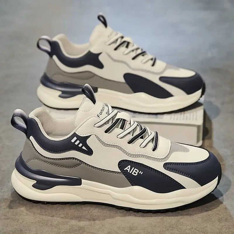 حذاء رياضي رجالي - أسود – جلد صناعي، تهوية مريحة