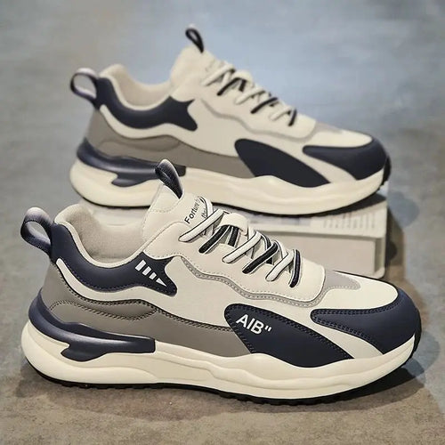 حذاء رياضي رجالي - أسود – جلد صناعي، تهوية مريحة