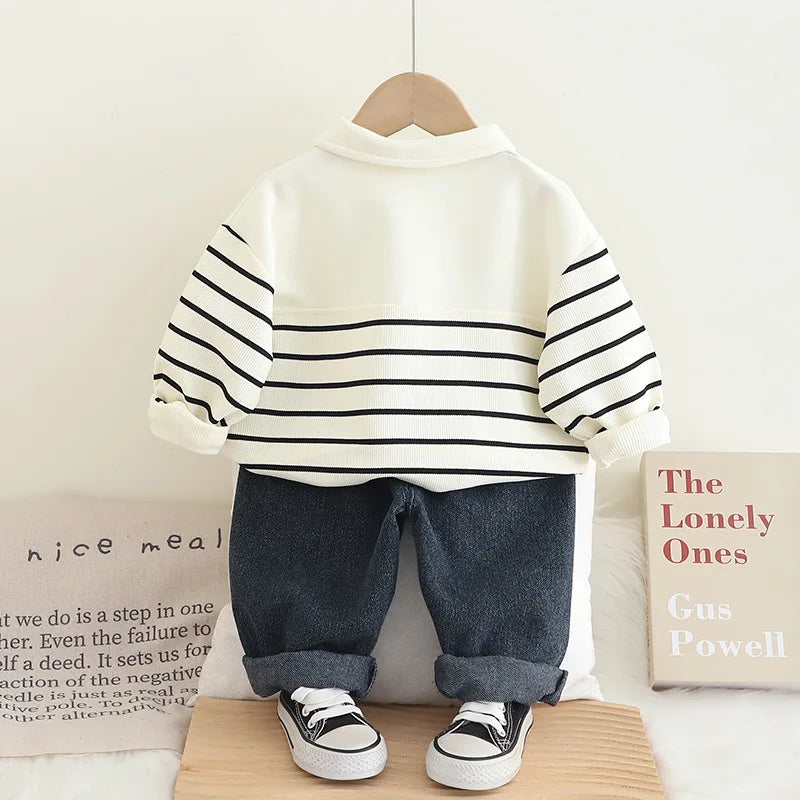 موضة 2025 جديد baby children's clothing أولاد' ربيع وخريف handsome أكمام طويلة polo طقم قطعتين