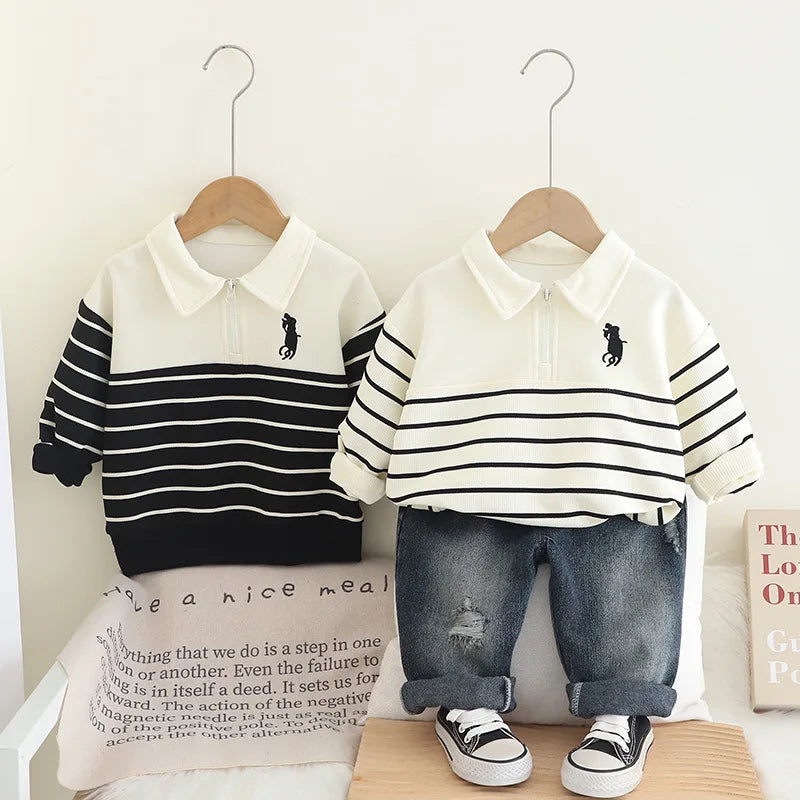 موضة 2025 جديد baby children's clothing أولاد' ربيع وخريف handsome أكمام طويلة polo طقم قطعتين