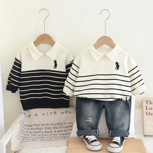 موضة 2025 جديد baby children's clothing أولاد' ربيع وخريف handsome أكمام طويلة polo طقم قطعتين