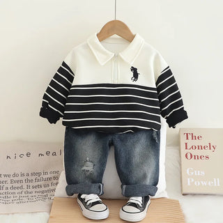 موضة 2025 جديد baby children's clothing أولاد' ربيع وخريف handsome أكمام طويلة polo طقم قطعتين