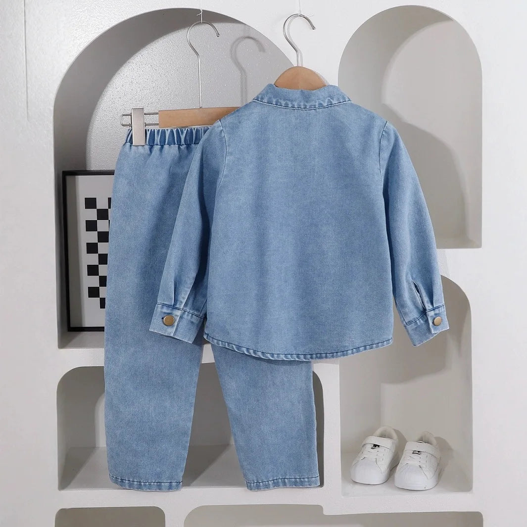 موضة 2025 جديد أولاد كاجوال دينم shirt coat large size children's كاجوال clothes for ربيع & خريف جديد arrival طقم