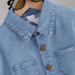 موضة 2025 جديد أولاد كاجوال دينم shirt coat large size children's كاجوال clothes for ربيع & خريف جديد arrival طقم