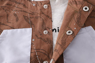 موضة 2025 جديد أولاد' korean water pattern waistcoat أكمام طويلة three-piece cotton كاجوال خريف بدلة with cool wind