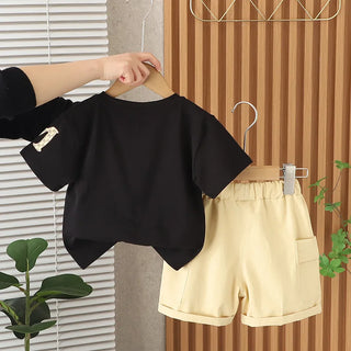 موضة 2025 جديد أولاد صيف pullover بدلة كاجوال طقم قطعتين with round neck أكمام قصيرة and printed cotton fabric for little ones