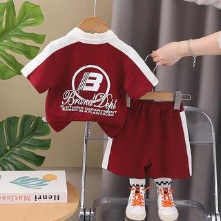 موضة 2025 جديد أولاد صيف two-piece كاجوال بدلة cotton أكمام قصيرة polo shirt and shorts with printed pattern for children