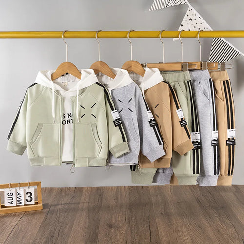 موضة 2025 جديد children's كاجوال sports بدلة for أولاد خريف hooded baseball outfit in cotton with fashionable print