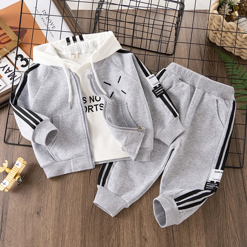 موضة 2025 جديد children's كاجوال sports بدلة for أولاد خريف hooded baseball outfit in cotton with fashionable print