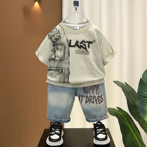 موضة 2025 جديد children's قصير-sleeved clothes for babies in صيف خفيف طقم قطعتين