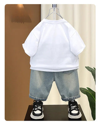 موضة 2025 جديد children's قصير-sleeved clothes for babies in صيف خفيف طقم قطعتين
