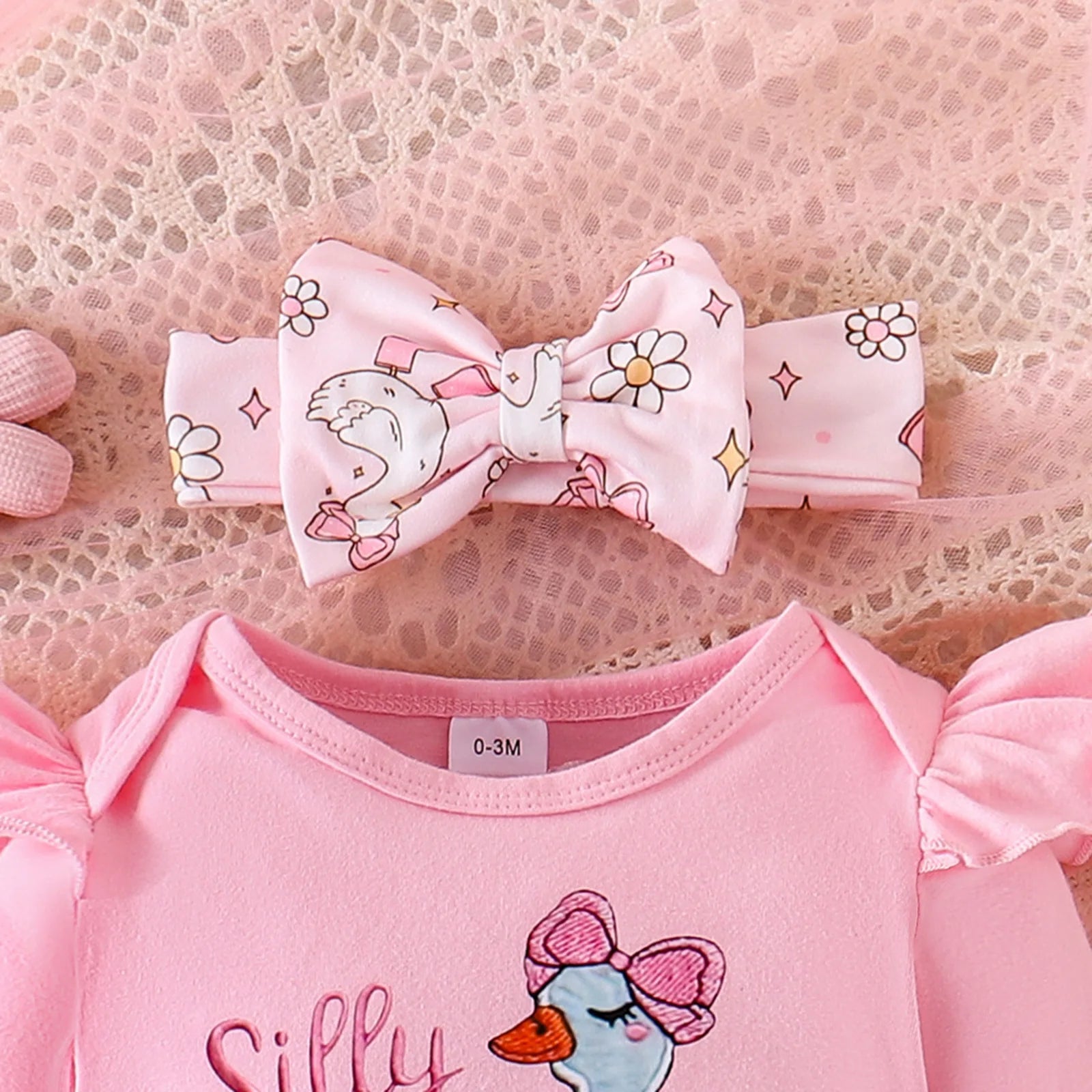 موضة 2025 جديد european american ستايل baby بنات' cotton أكمام طويلة ha outfit with snap button closure pink ربيع خريف collection