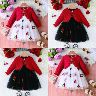 موضة 2025 جديد fashion baby بنت butterfly تل بدون أكمام فستان cute بنت جيب طقم