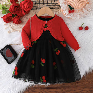 موضة 2025 جديد fashion baby بنت butterfly تل بدون أكمام فستان cute بنت جيب طقم