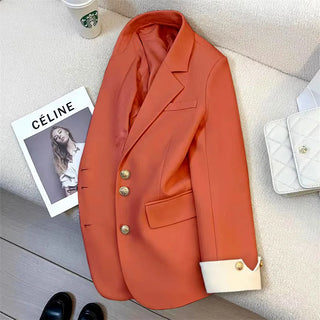 موضة 2025 جديد fashion office lady coat أكمام طويلة buttons pockets plus size توب ربيع خريف women blazer coat