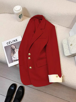 موضة 2025 جديد fashion office lady coat أكمام طويلة buttons pockets plus size توب ربيع خريف women blazer coat
