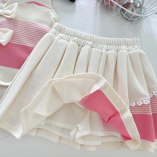 موضة 2025 جديد بنت صيف bow بليسيه جيب love بدلة little بنت كاجوال fashionable solid pattern أميرة foreign ستايل