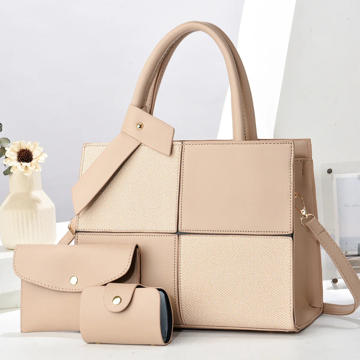 شنطة جلد كاجوال للنساء - 2025 New PU Leather 3 in 1 Women Bags Se
