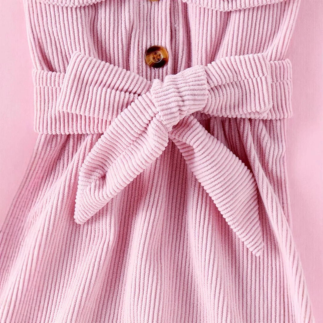 موضة 2025 جديد ربيع وخريف baby بنت hairy neck أكمام طويلة fashion كاجوال فستان hat belt