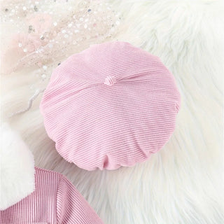 موضة 2025 جديد ربيع وخريف baby بنت hairy neck أكمام طويلة fashion كاجوال فستان hat belt
