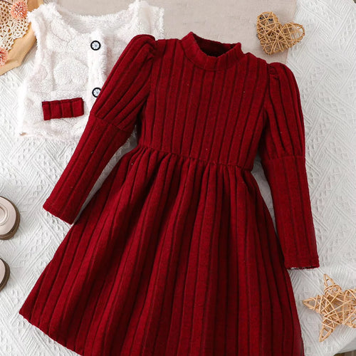 موضة 2025 جديد ربيع وخريف fur contrasting cardigan button ponytail velvet texture pit stripe solid color فستان 2-piece طقم