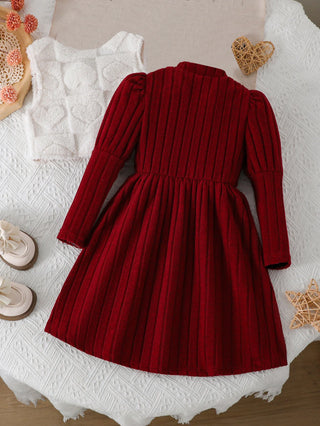 موضة 2025 جديد ربيع وخريف fur contrasting cardigan button ponytail velvet texture pit stripe solid color فستان 2-piece طقم
