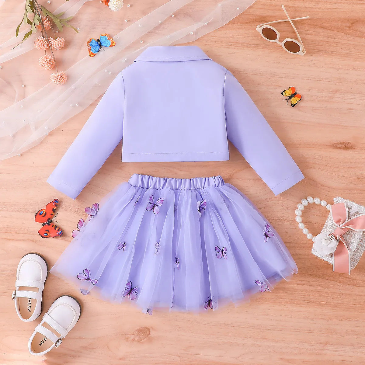موضة 2025 جديد ربيع وخريف بنات' طقم أكمام طويلة coat tank توب قصير جيب 3-piece طقم