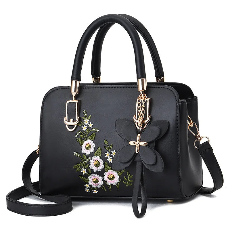 شنطة جلد فاخرة للنساء - 2025 Newest Fashion Patchwork Embroidery