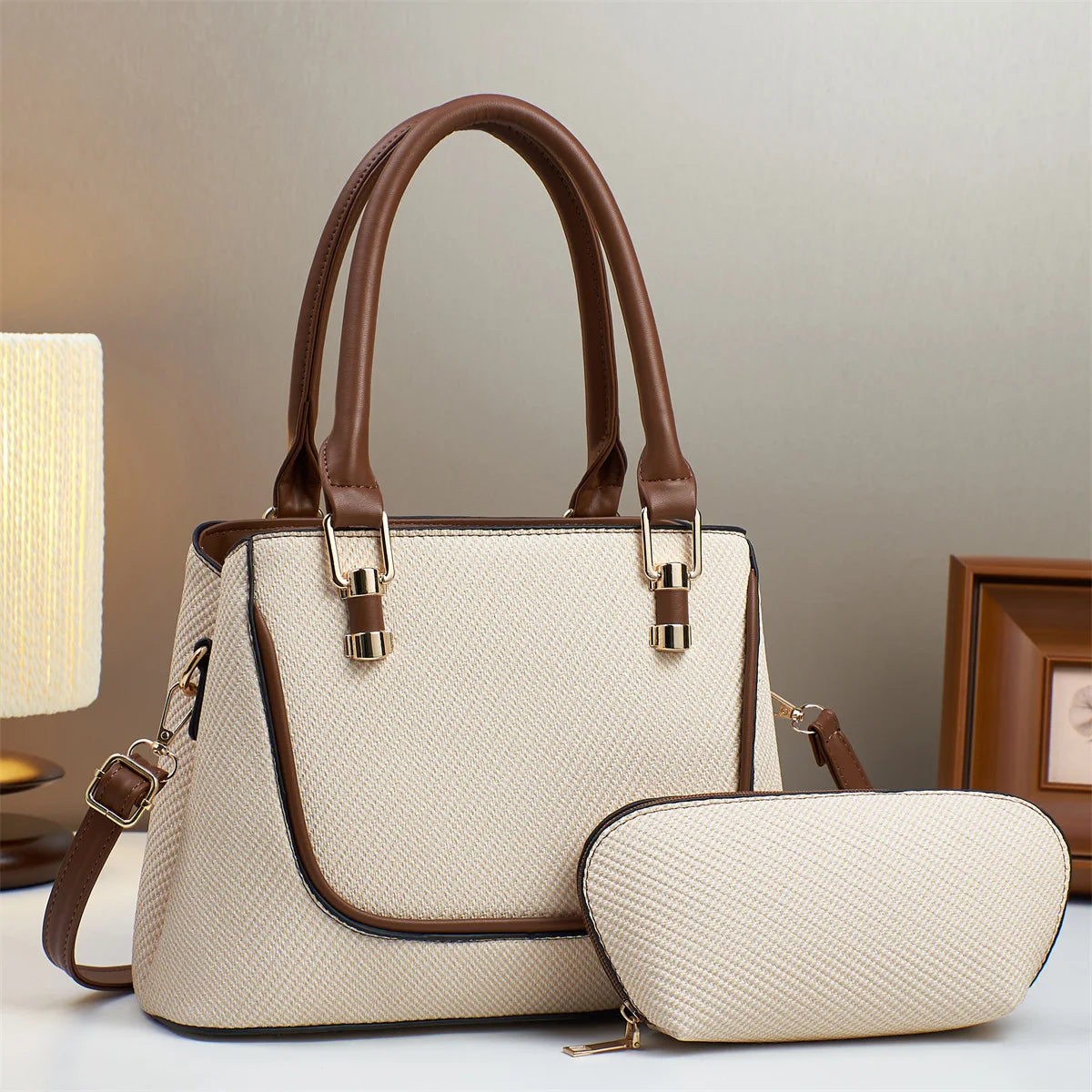شنطة يد موضة 2025 للنساء - 2025 PU Leather 2 Pieces Bags Set Ladies