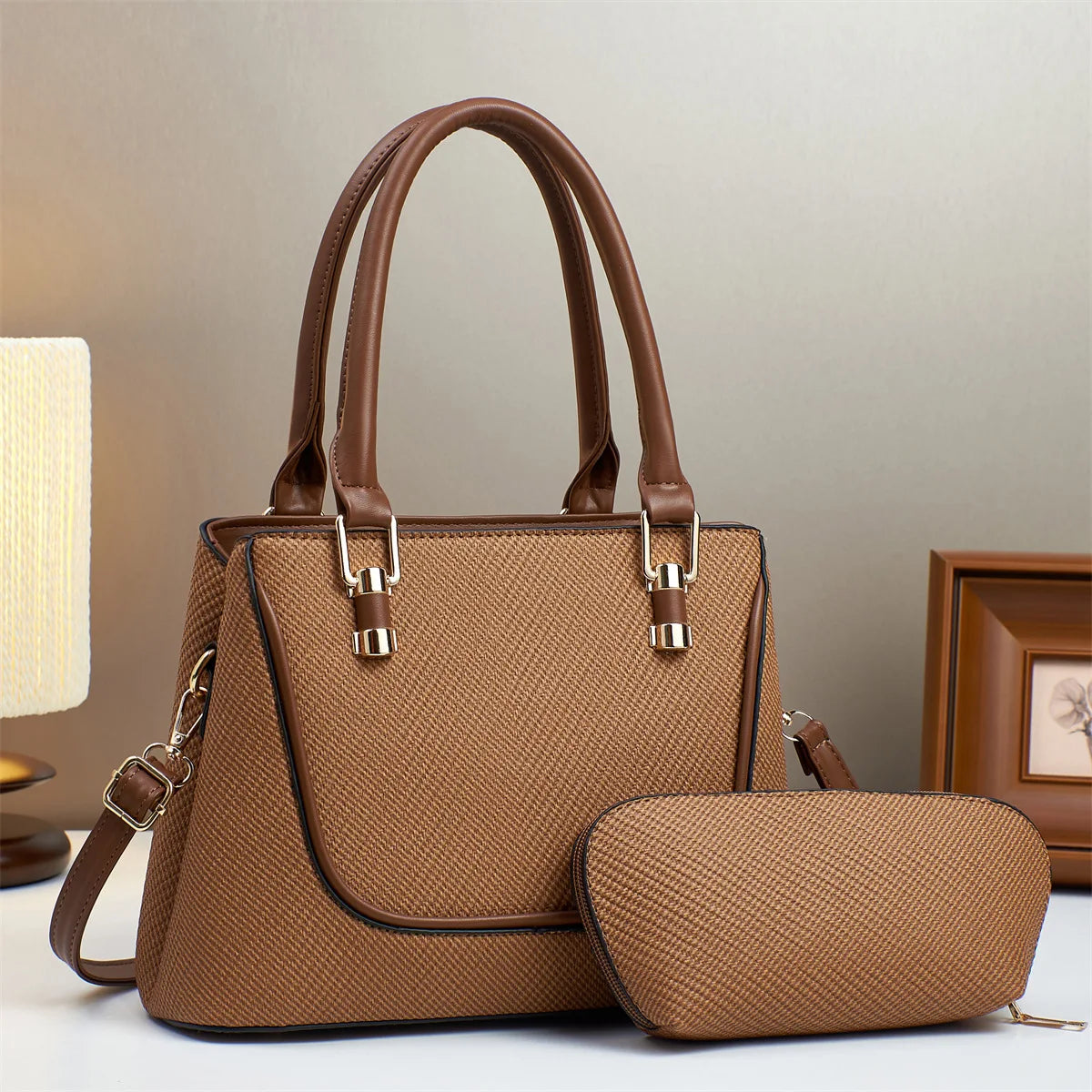 شنطة يد موضة 2025 للنساء - 2025 PU Leather 2 Pieces Bags Set Ladies