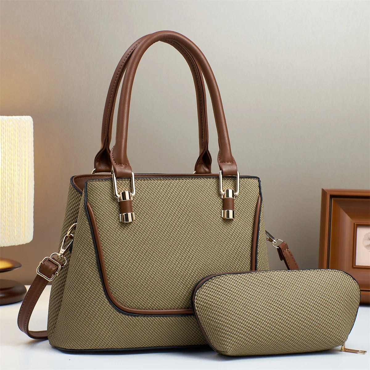 شنطة يد موضة 2025 للنساء - 2025 PU Leather 2 Pieces Bags Set Ladies