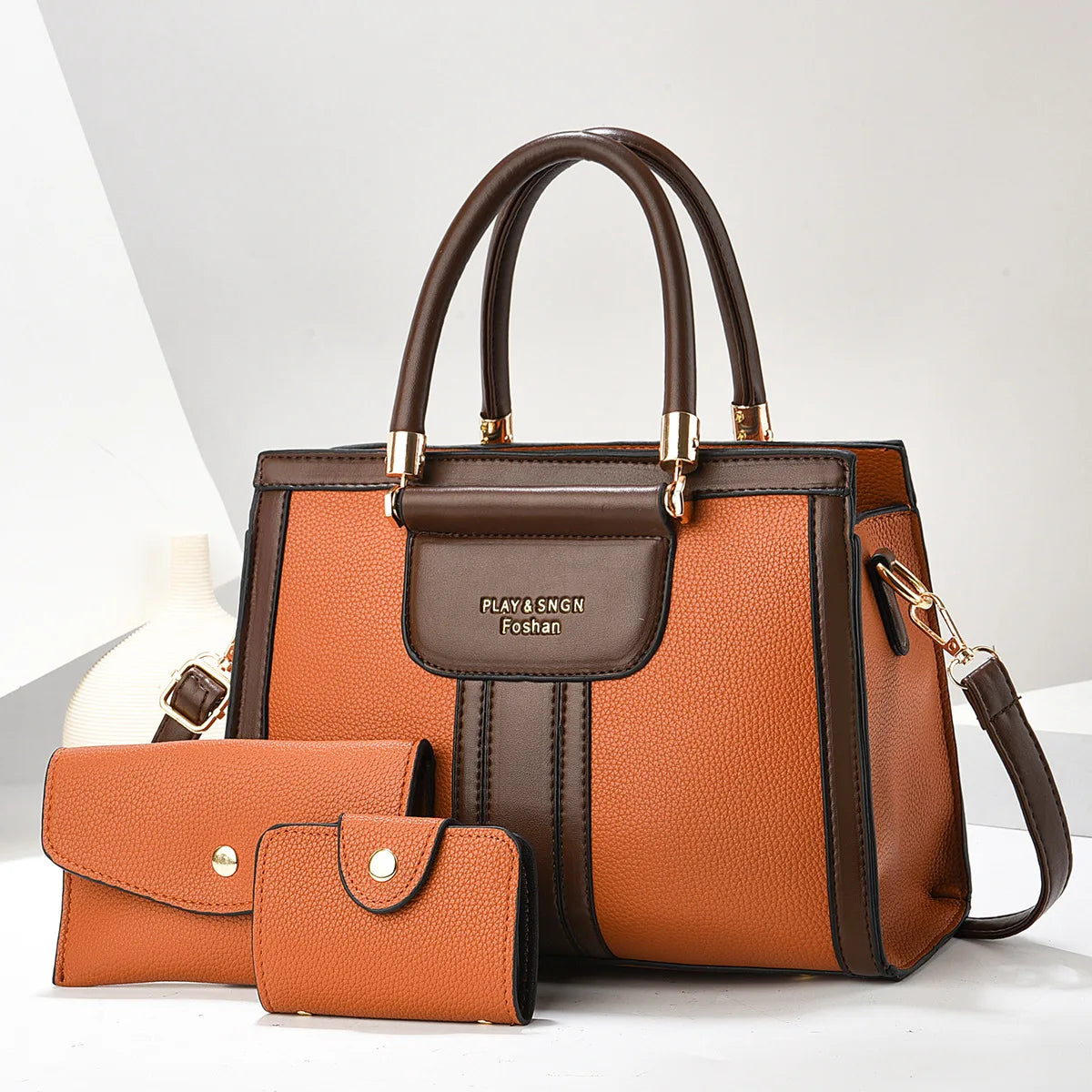 شنطة سهرة عملية للنساء - 2025 PU Leather 3 Pieces Bags Set Ladies
