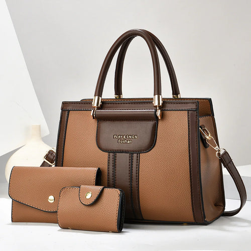شنطة سهرة عملية للنساء - 2025 PU Leather 3 Pieces Bags Set Ladies
