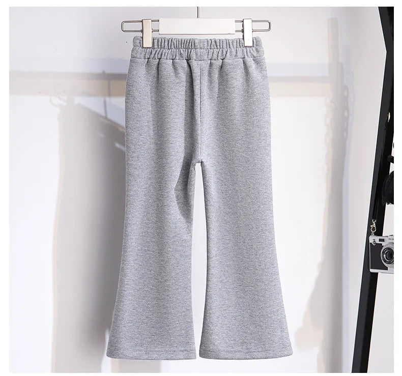 موضة 2025 ربيع خريف أطفال boutique clothing طقم أكمام طويلة square neck solid single breasted توب flared pants teen بنت clothes