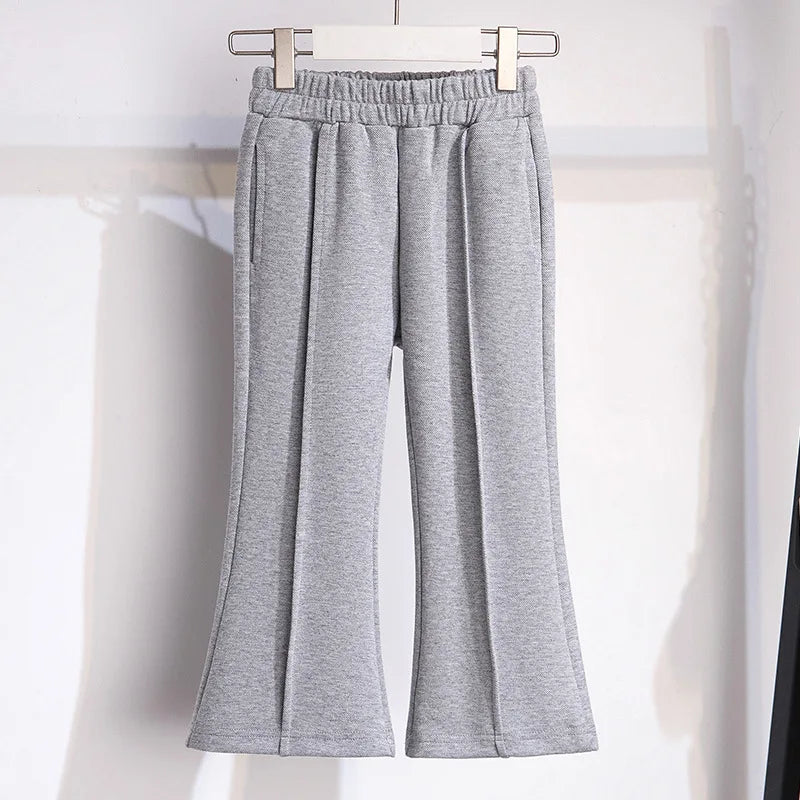 موضة 2025 ربيع خريف أطفال boutique clothing طقم أكمام طويلة square neck solid single breasted توب flared pants teen بنت clothes