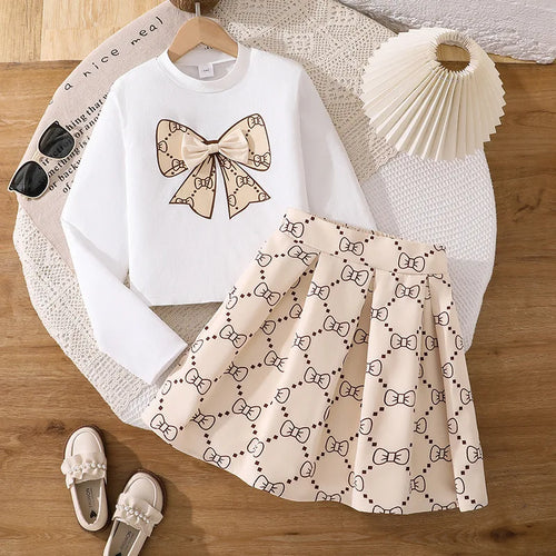 موضة 2025 ربيع وخريف جديد butterfly ربطة printed أكمام طويلة توب with hundred fold half جيب طقم قطعتين