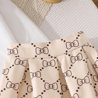 موضة 2025 ربيع وخريف جديد butterfly ربطة printed أكمام طويلة توب with hundred fold half جيب طقم قطعتين