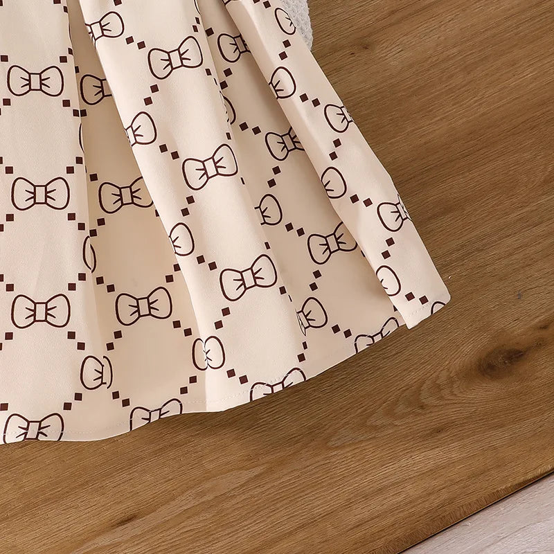 موضة 2025 ربيع وخريف جديد butterfly ربطة printed أكمام طويلة توب with hundred fold half جيب طقم قطعتين