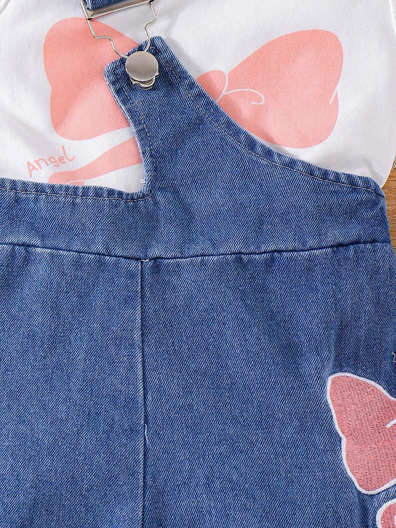 موضة 2025 صيف back to school 4-7years outfit children bows t-shirt توب دينم shorts two-piece بنات clothing