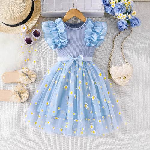 موضة 2025 صيف children's strap تل جيب، بنات' little zouju floral جيب، children's فستان