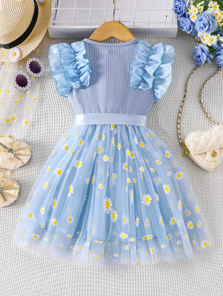 موضة 2025 صيف children's strap تل جيب، بنات' little zouju floral جيب، children's فستان