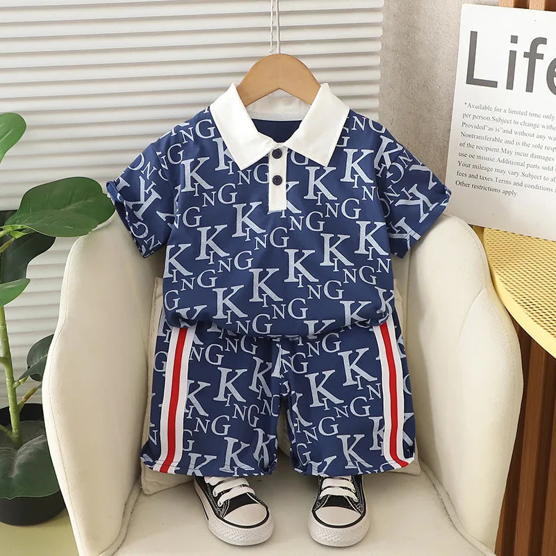 موضة 2025 صيف fashion أكمام قصيرة cotton polo shirt بدلة for أولاد children's صيف clothes